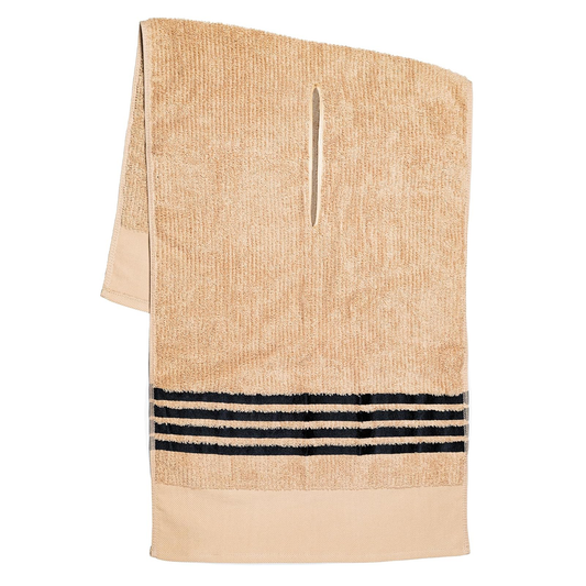 The Tour Towel - Sand with Black Stripes