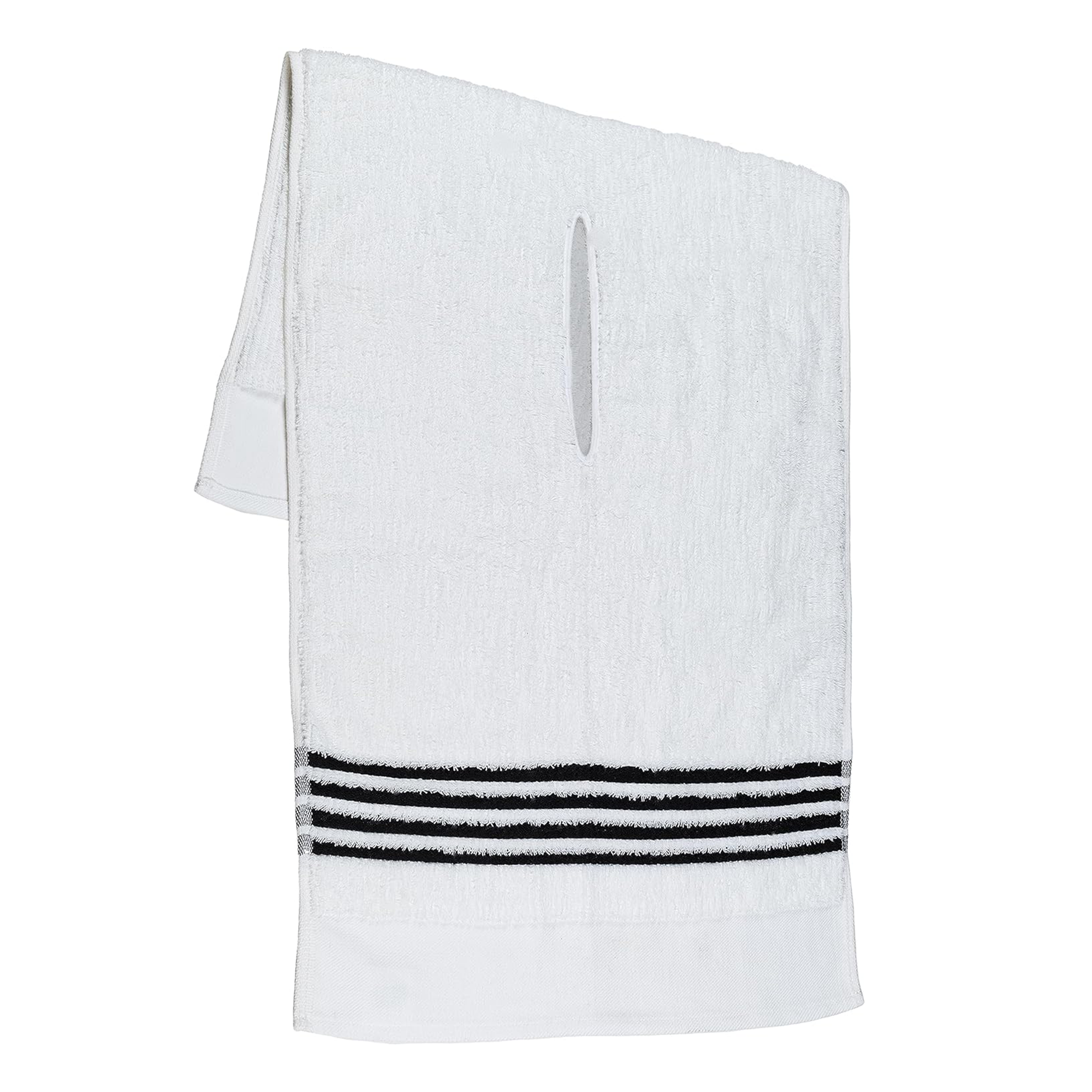 White hand towel with black stripe hotsell