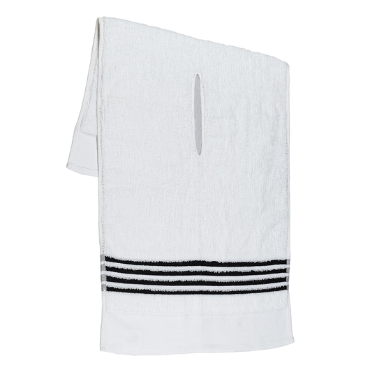 The Tour Towel - White with Black Stripes
