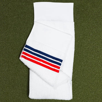 The Tour Towel - White with Red & Navy Stripes (USA Edition)