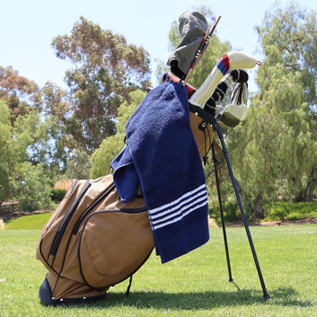 The Tour Towel - Navy with White Stripes