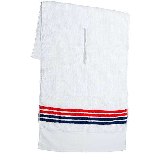 The Tour Towel - White with Red & Navy Stripes (USA Edition)